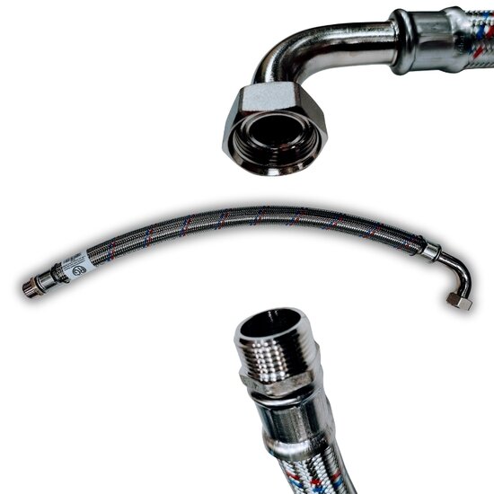 Flexibel met bocht DN25 M/F 1&quot; 50 cm