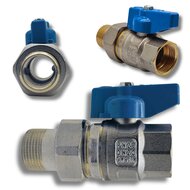 3 Delige bolkraan blauw 3/4" M/F