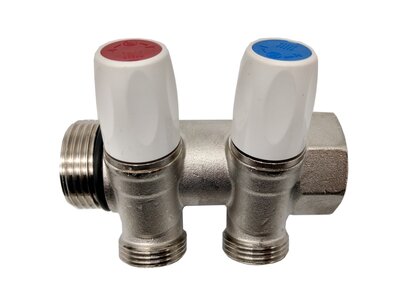 Warmgeperste verdeler 3/4 "met 2 kraantjes