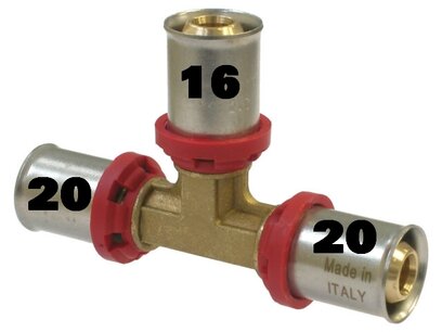 Pers T-stuk 20/16/20mm