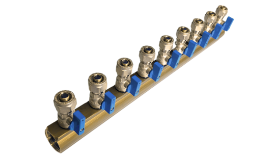 Verdeler 9x 16mm blauw