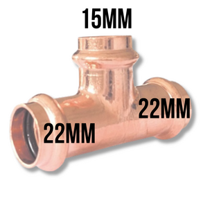 Pers t-stuk 22 x 15 x 22mm F/F/F