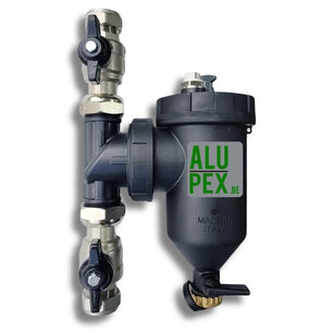 Vuilafscheider met magneet 22mm met afsluitkranen