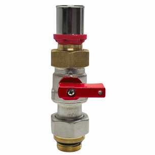 Rode grote mini bolkraan 1/2"-20mm perskoppeling